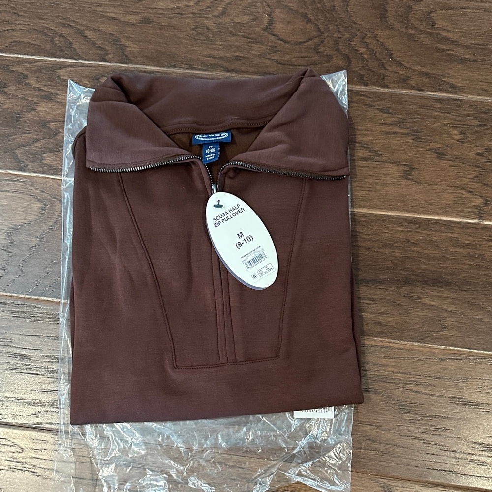 Scoop scuba half zip  Brown Women's Sweatshirt